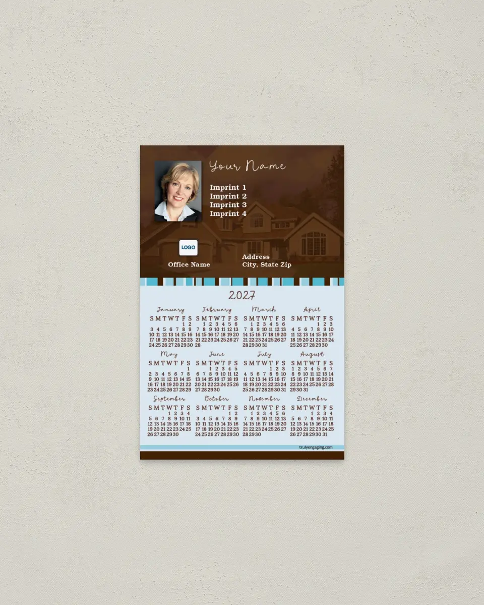 This is a 3.7" x 5.7" Full Magnet Calendar called Brown Texture printed in full color with a Standard Gloss finish