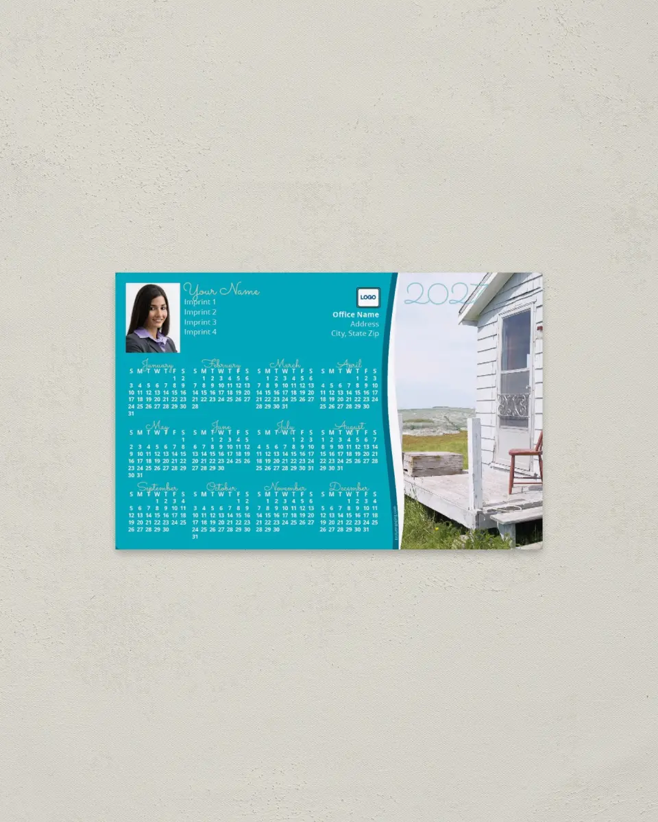 This is a 3.7" x 5.7" Full Magnet Calendar called Porch printed in full color with a Standard Gloss finish