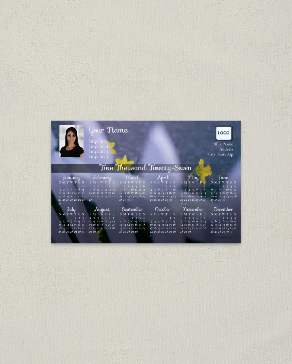 This is a 3.7" x 5.7" Full Magnet Calendar called Blurred Picket Fence printed in full color with a Standard Gloss finish