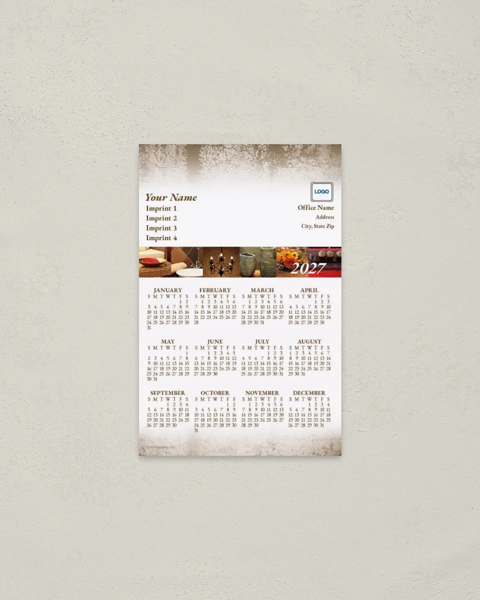 This is a 3.7" x 5.7" Full Magnet Calendar called Warm Wishes printed in full color with a Standard Gloss finish