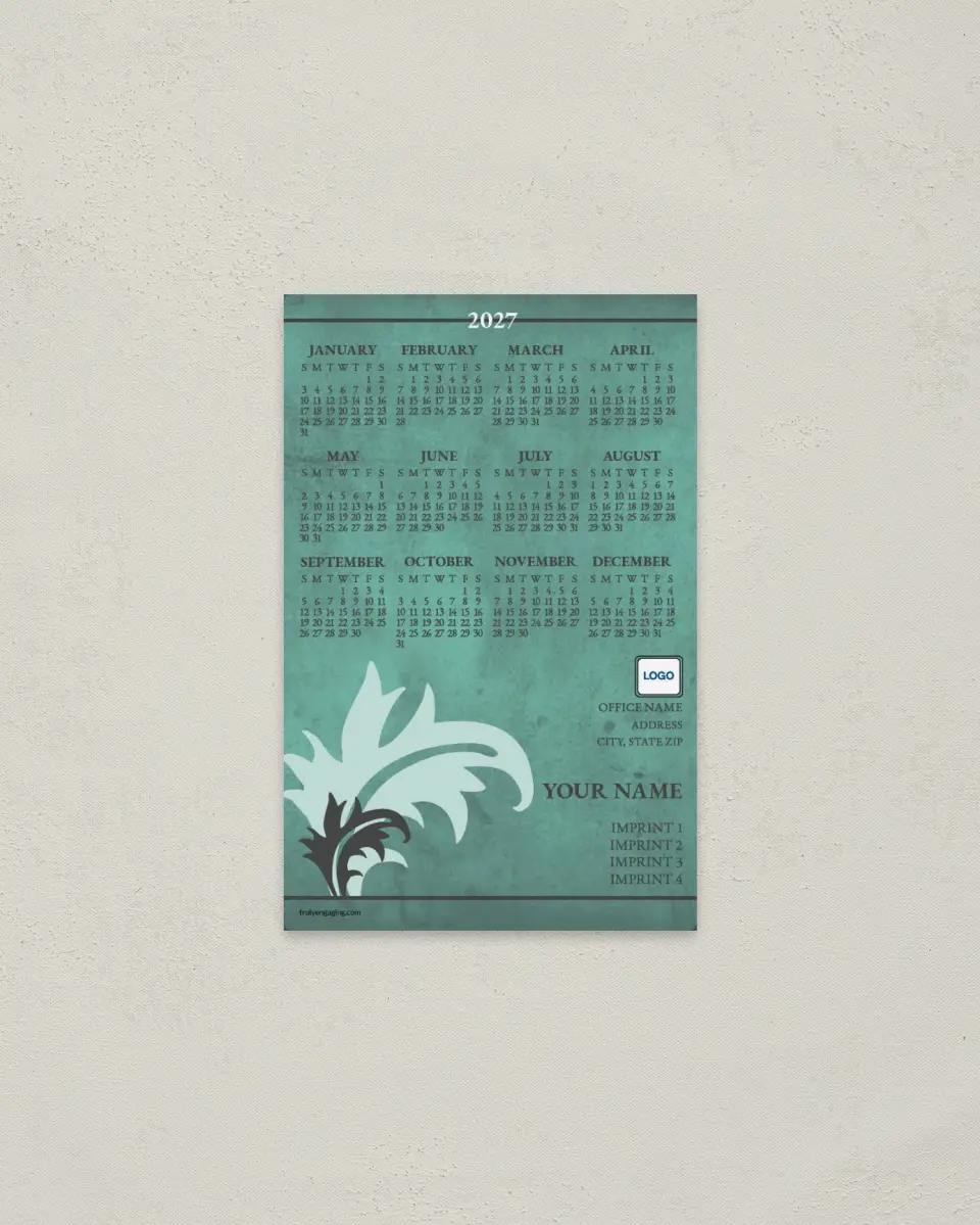 This is a 3.7" x 5.7" Full Magnet Calendar called Vintage Decoration printed in full color with a Standard Gloss finish