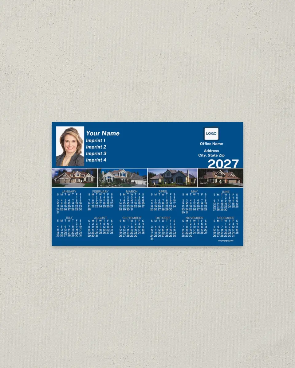 This is a 3.7" x 5.7" Full Magnet Calendar called House Panoramic Collection printed in full color with a Standard Gloss finish