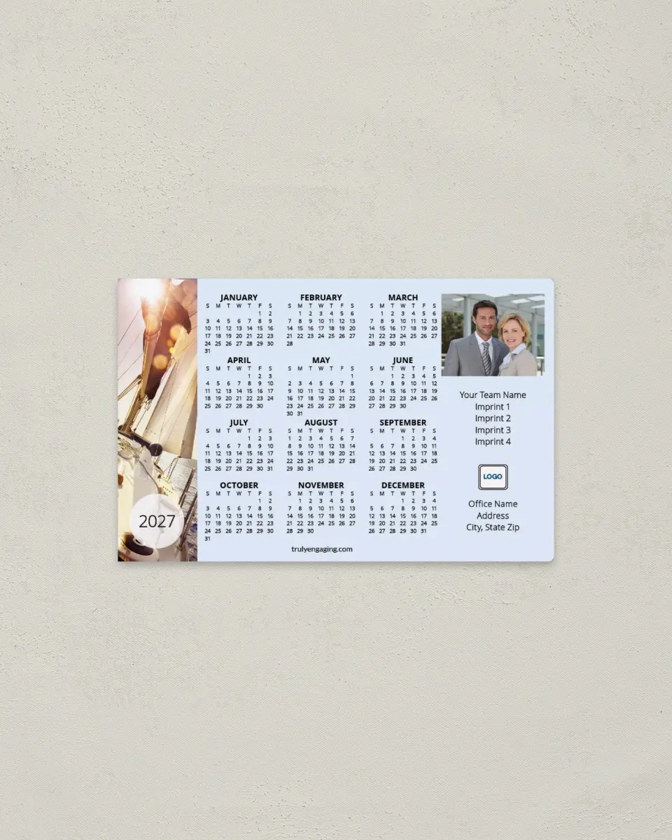 This is a 3.7" x 5.7" Full Magnet Calendar called Faithful Sails printed in full color with a Standard Gloss finish