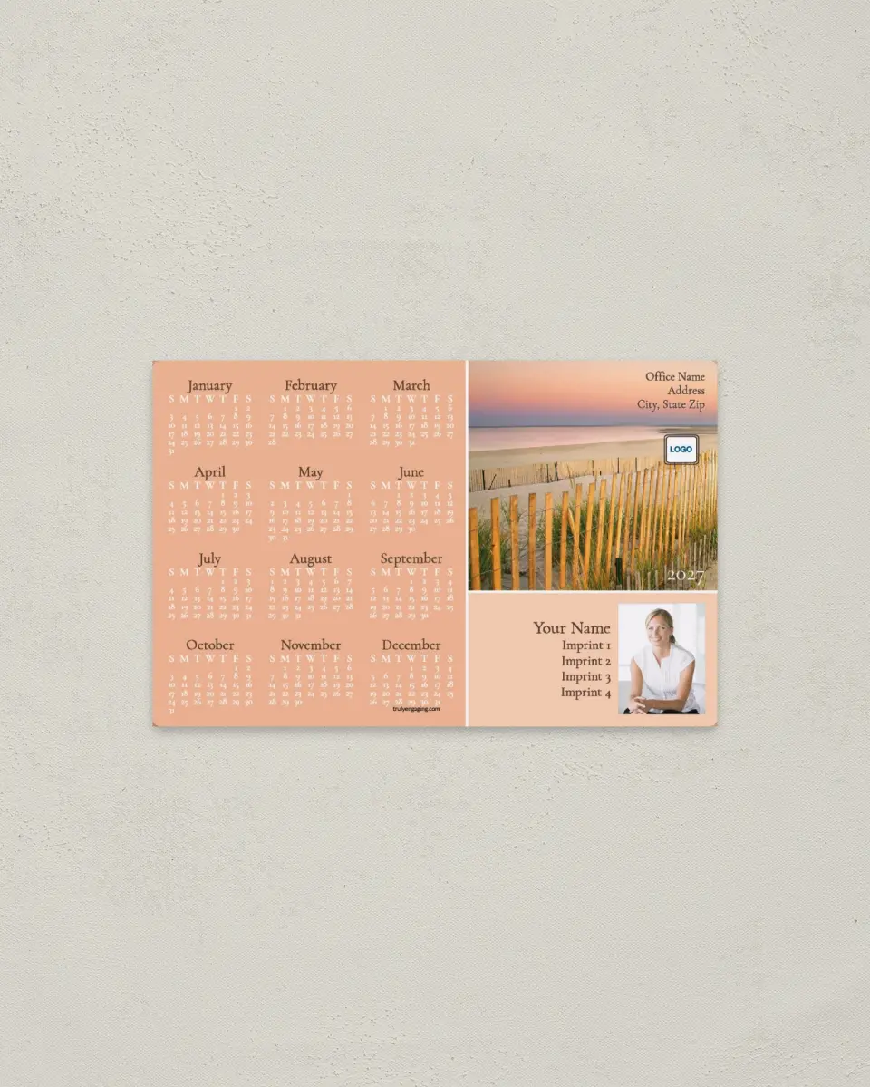 This is a 3.7" x 5.7" Full Magnet Calendar called Coral Coast printed in full color with a Standard Gloss finish