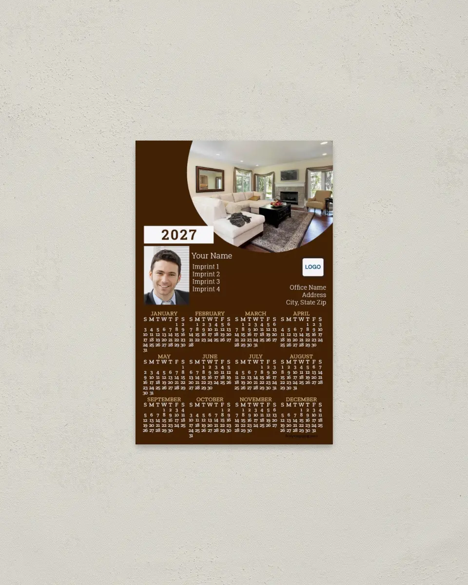 This is a 3.7" x 5.7" Full Magnet Calendar called Casual Luxury printed in full color with a Standard Gloss finish