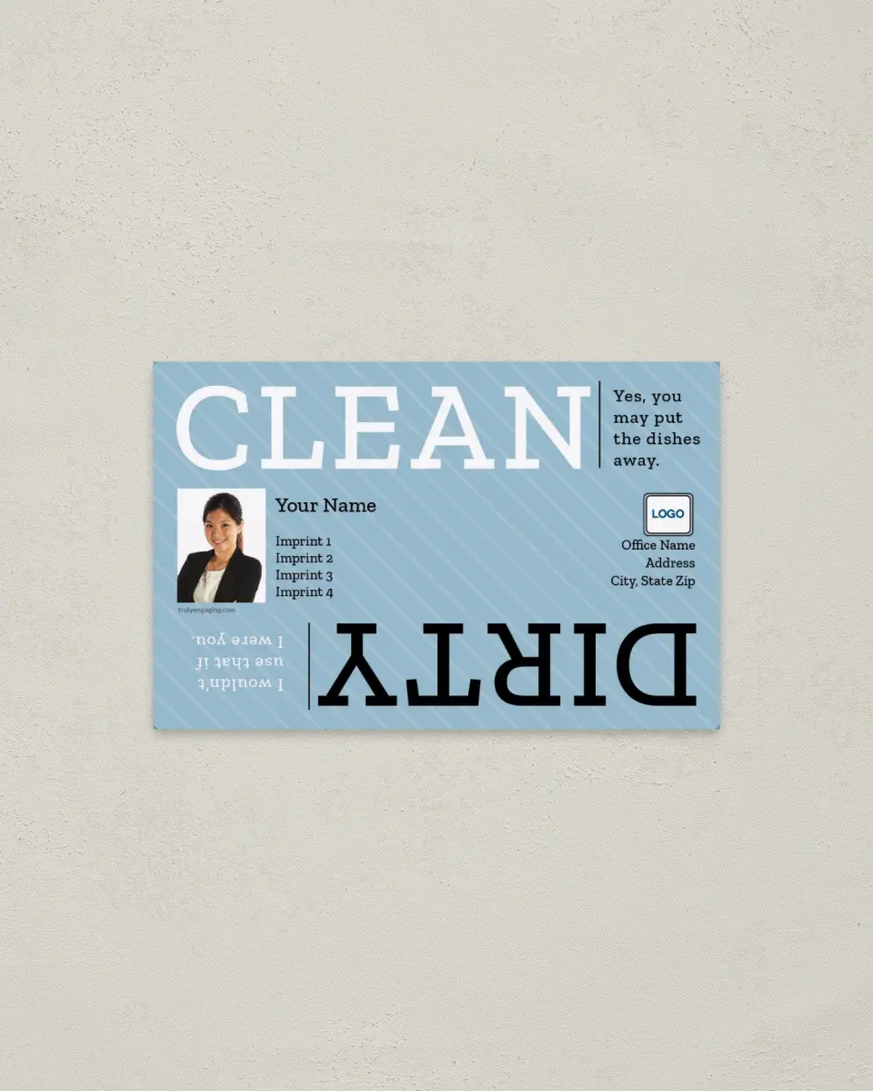 This is a  3.7" x 5.7" Magnet called Clean or Dirty printed in full color with a Standard Gloss finish