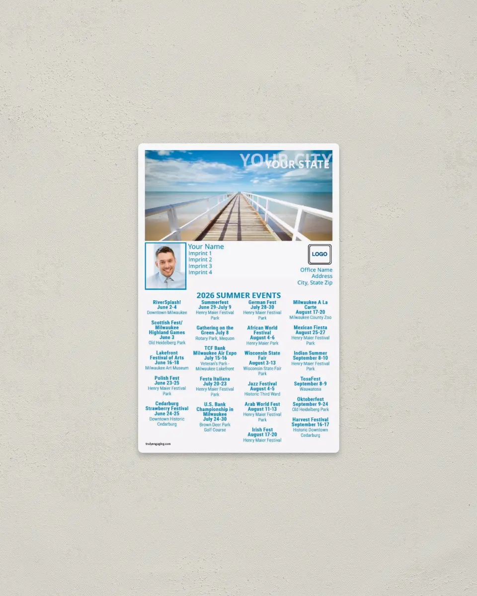 This is a 3.7" x 5.7" Event Schedule called Summer Fun printed in full color with a Standard Gloss finish