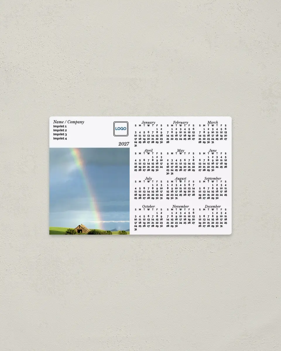 This is a 3.7" x 5.7" Full Magnet Calendar called Rainbow Dreams printed in full color with a Standard Gloss finish