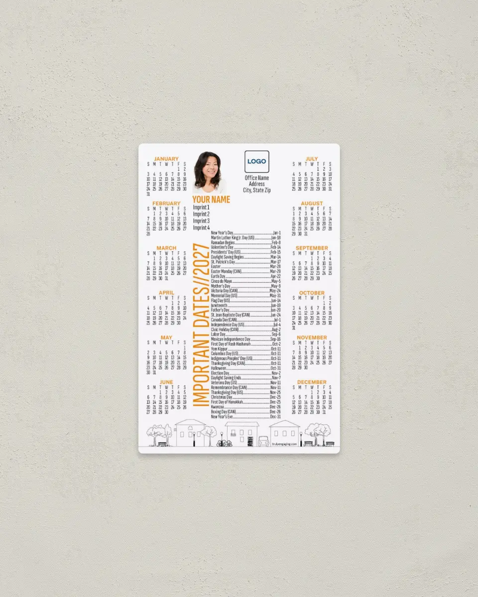 This is a 3.7" x 5.7" Full Magnet Calendar called City Sketch printed in full color with a Standard Gloss finish