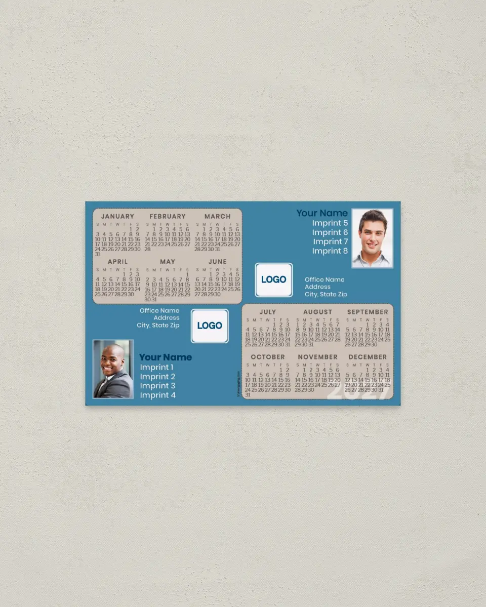 This is a 3.7" x 5.7" Full Magnet Calendar called On the Team, 2-Person printed in full color with a Standard Gloss finish