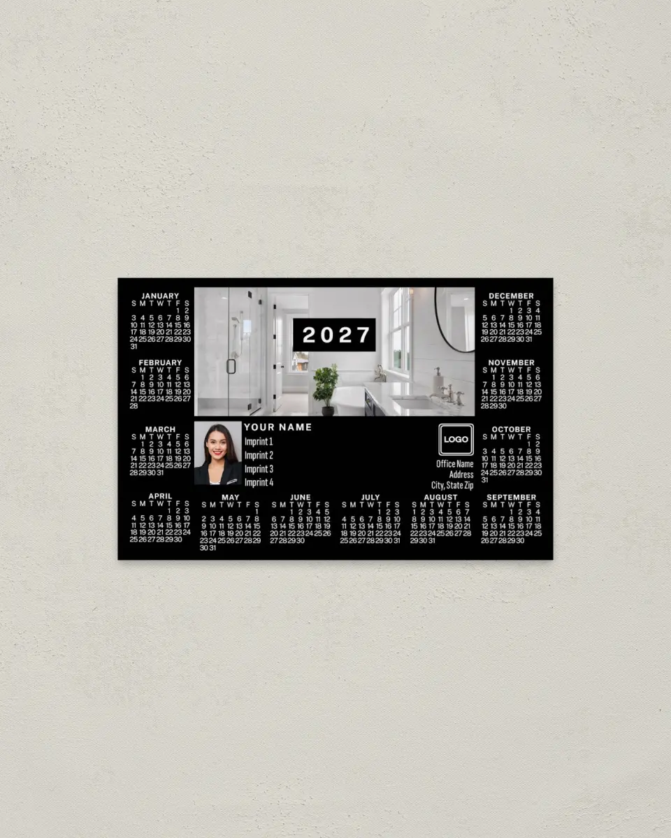 This is a 3.7" x 5.7" Full Magnet Calendar called Mod Interior printed in full color with a Standard Gloss finish