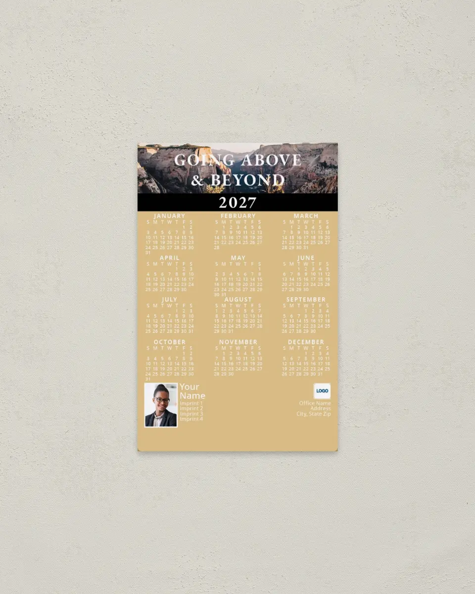 This is a 3.7" x 5.7" Full Magnet Calendar called Canyon Echo printed in full color with a Standard Gloss finish