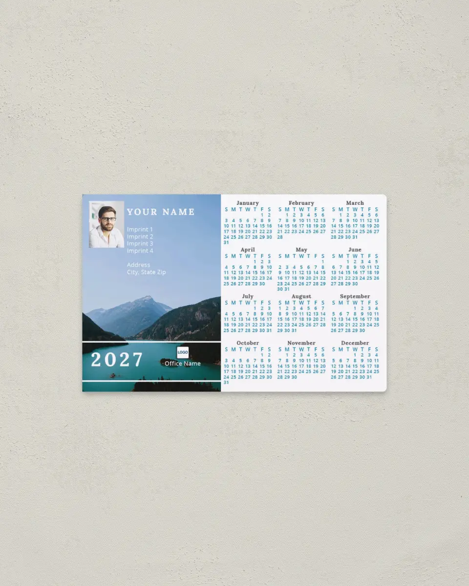 This is a 3.7" x 5.7" Full Magnet Calendar called Serene Scene printed in full color with a Standard Gloss finish