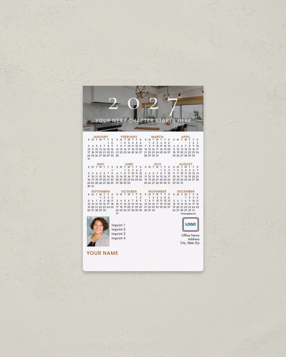 This is a 3.7" x 5.7" Full Magnet Calendar called Next Chapter printed in full color with a Standard Gloss finish