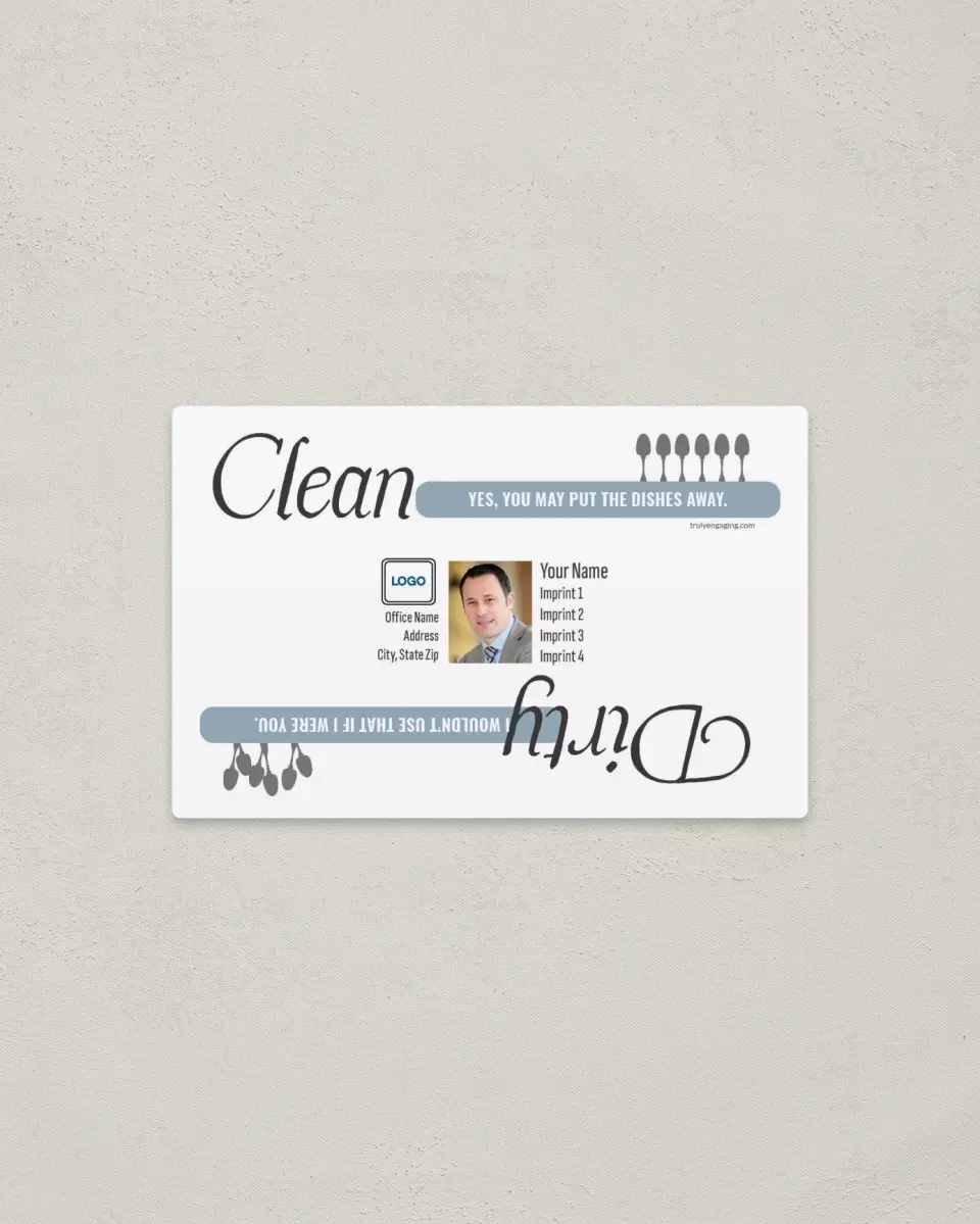 This is a  3.7" x 5.7" Magnet called Dishwasher Label printed in full color with a Standard Gloss finish