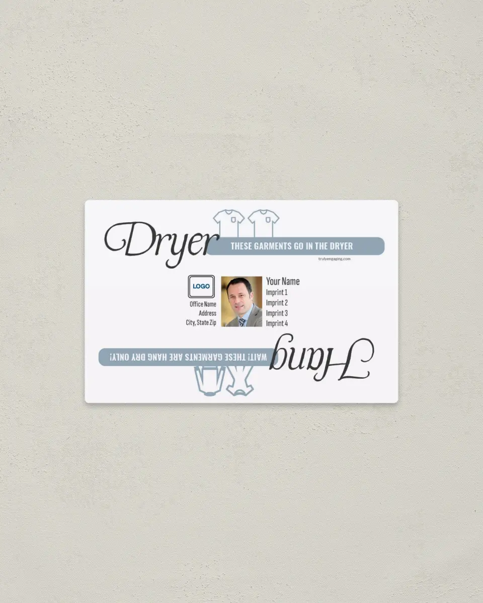 This is a  3.7" x 5.7" Magnet called Laundry Label printed in full color with a Standard Gloss finish