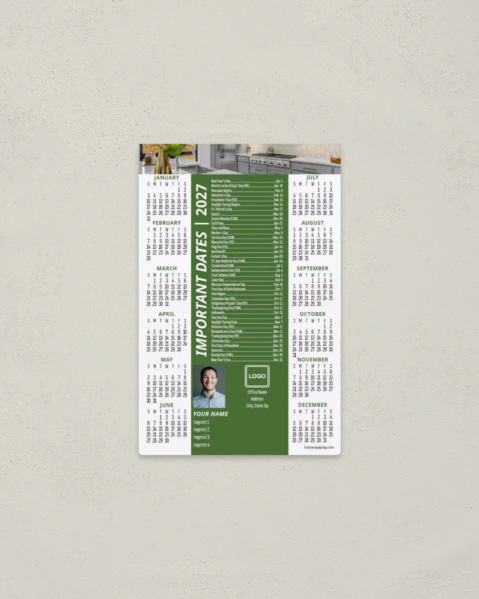 This is a 3.7" x 5.7" Full Magnet Calendar called Strong Column printed in full color with a Standard Gloss finish