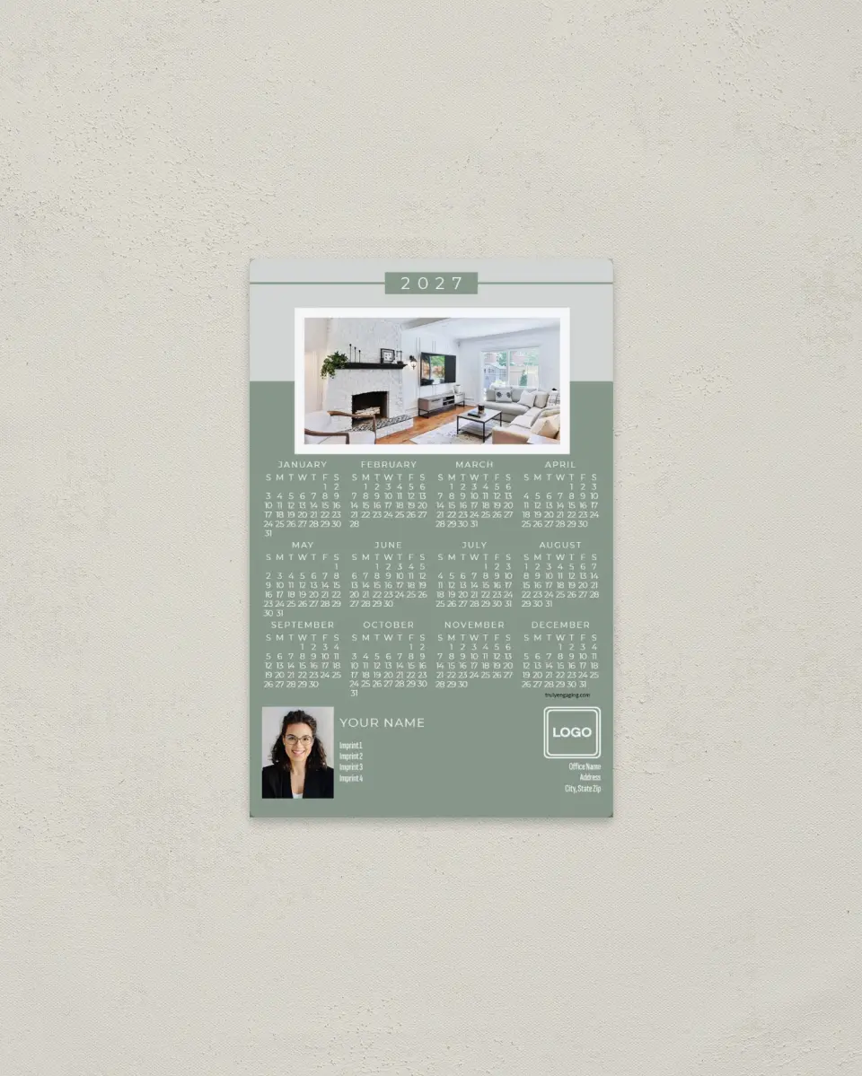 This is a 3.7" x 5.7" Full Magnet Calendar called Model Room printed in full color with a Standard Gloss finish