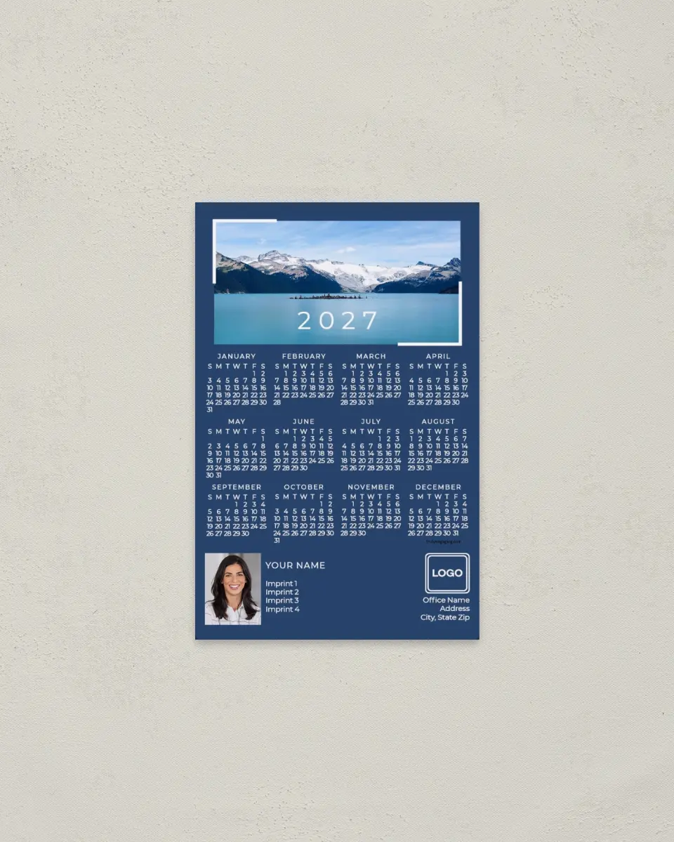 This is a 3.7" x 5.7" Full Magnet Calendar called Scenic Snapshot printed in full color with a Standard Gloss finish