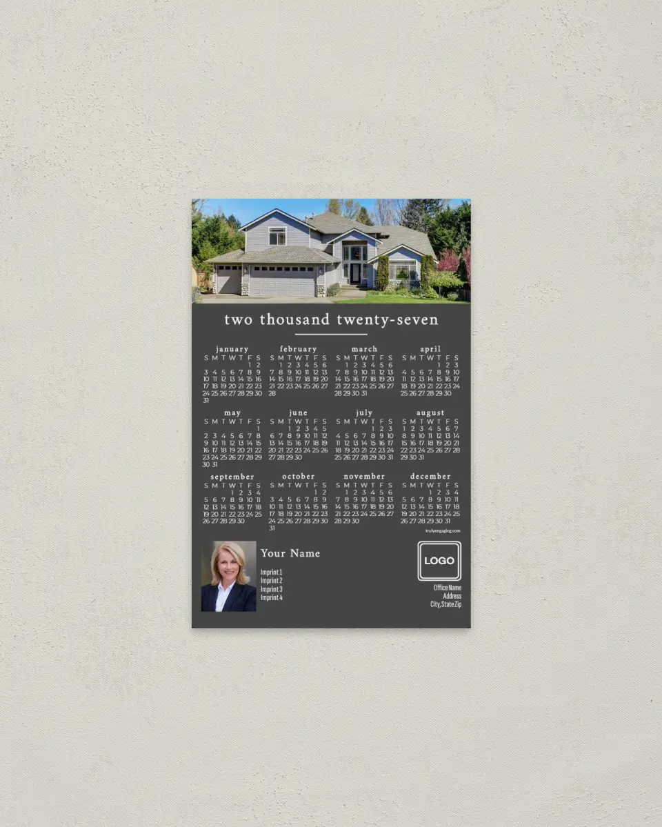 This is a 3.7" x 5.7" Full Magnet Calendar called Quiet Home printed in full color with a Standard Gloss finish