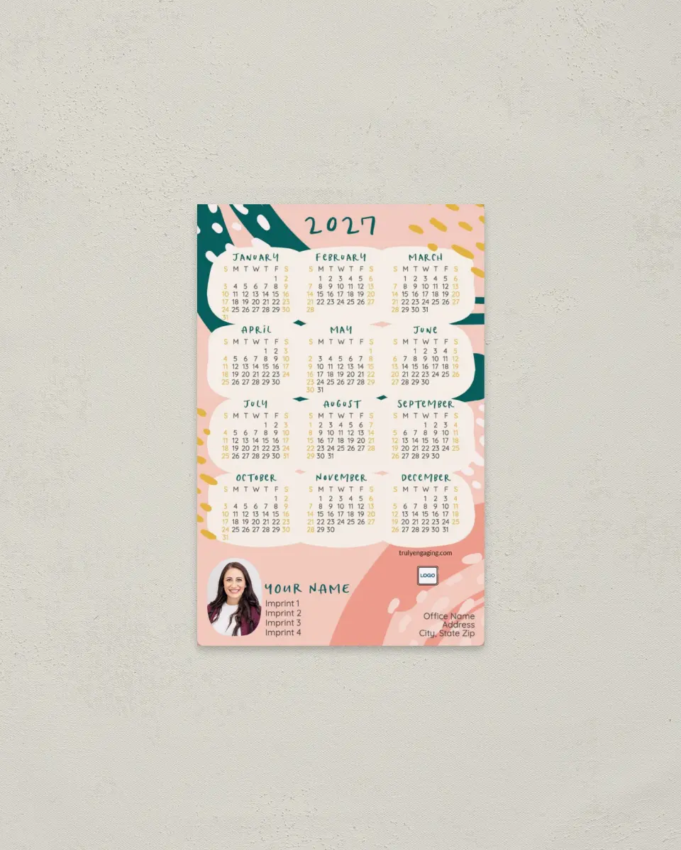 This is a 3.7" x 5.7" Full Magnet Calendar called Abstract Pattern printed in full color with a Standard Gloss finish