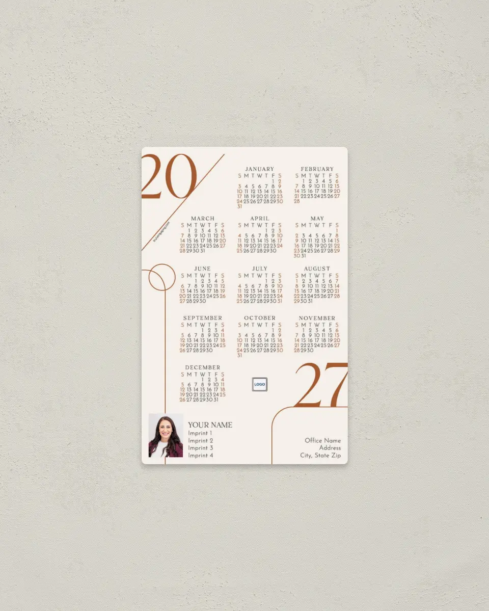 This is a 3.7" x 5.7" Full Magnet Calendar called Date Lined printed in full color with a Standard Gloss finish