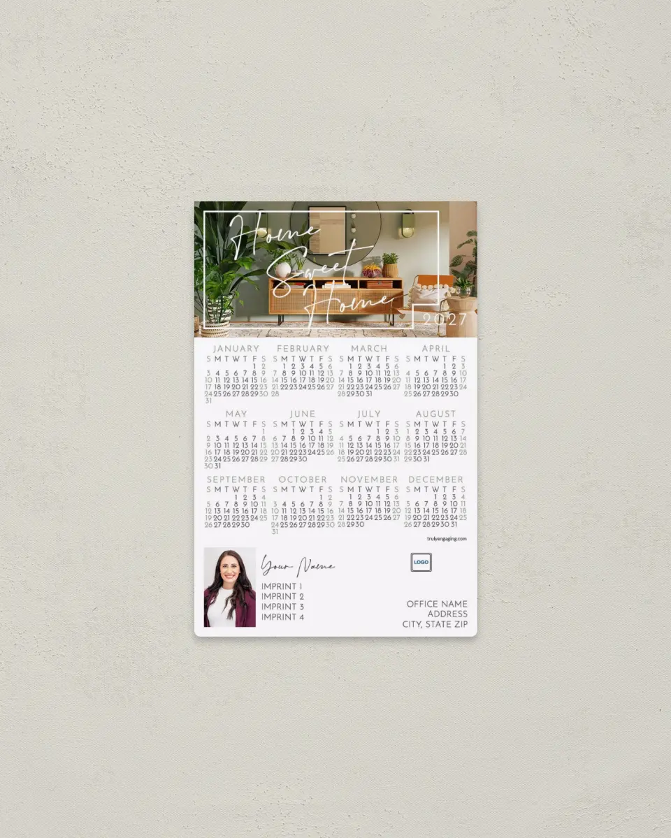 This is a 3.7" x 5.7" Full Magnet Calendar called Fresh Home printed in full color with a Standard Gloss finish