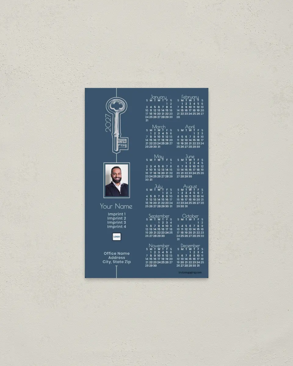 This is a 3.7" x 5.7" Full Magnet Calendar called Graphic Key printed in full color with a Standard Gloss finish