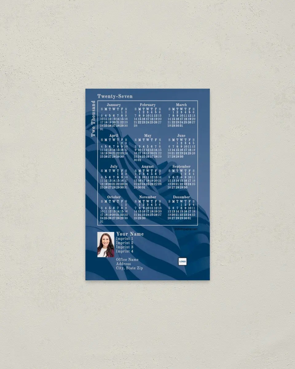 This is a 3.7" x 5.7" Full Magnet Calendar called City Suggestion printed in full color with a Standard Gloss finish