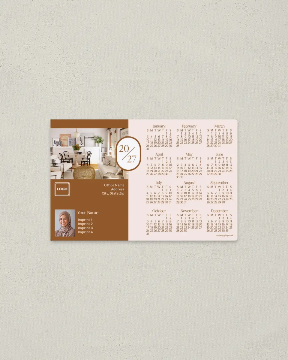 This is a 3.7" x 5.7" Full Magnet Calendar called Full Year printed in full color with a Standard Gloss finish
