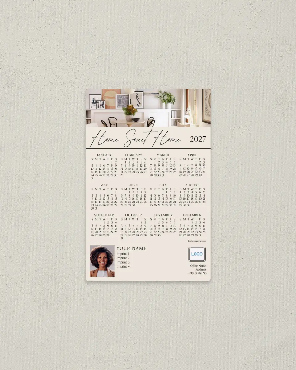 This is a 3.7" x 5.7" Full Magnet Calendar called Sweet Room printed in full color with a Standard Gloss finish