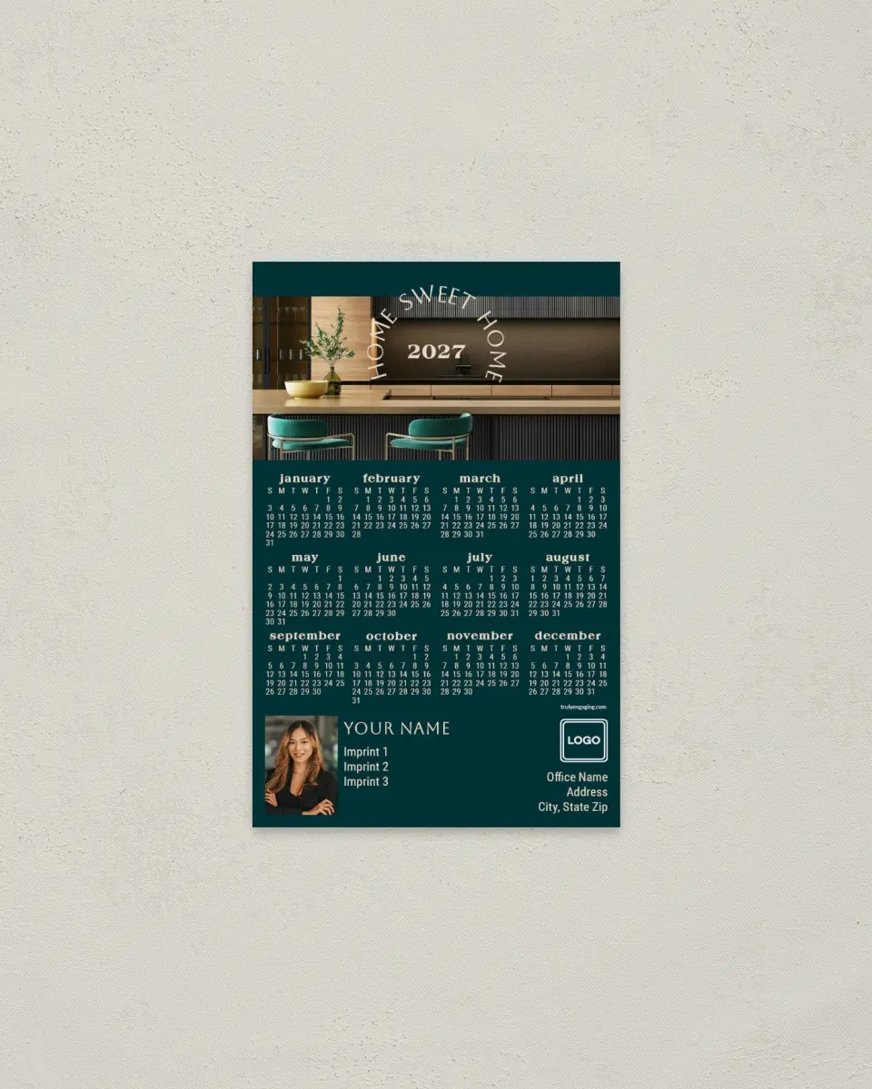 This is a 3.7" x 5.7" Full Magnet Calendar called Interior Inspiration printed in full color with a Standard Gloss finish