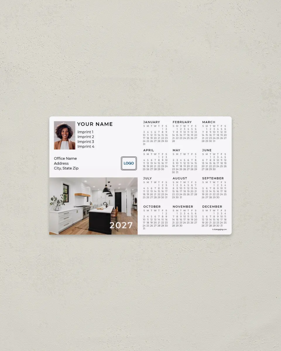 This is a 3.7" x 5.7" Full Magnet Calendar called Homestead Harmony printed in full color with a Standard Gloss finish