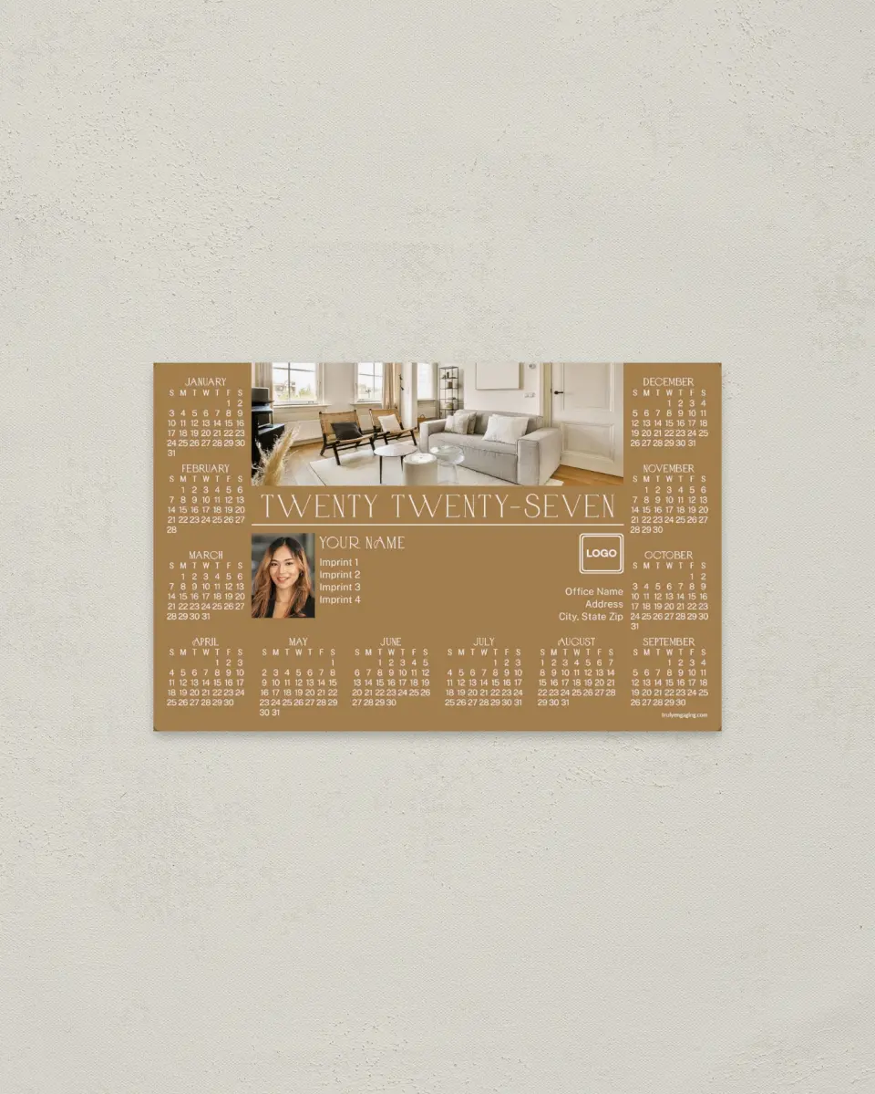 This is a 3.7" x 5.7" Full Magnet Calendar called Cozy Living printed in full color with a Standard Gloss finish