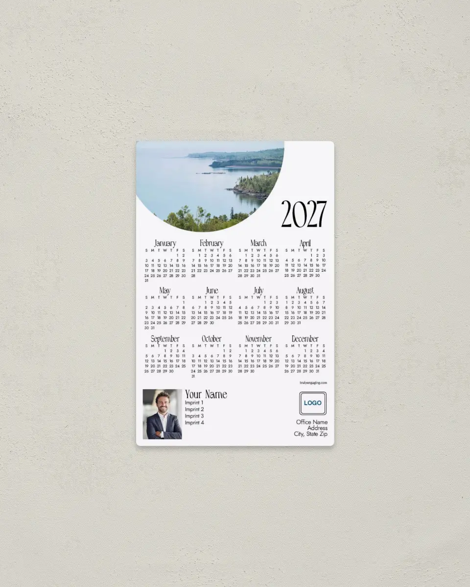 This is a 3.7" x 5.7" Full Magnet Calendar called Great Lake printed in full color with a Standard Gloss finish