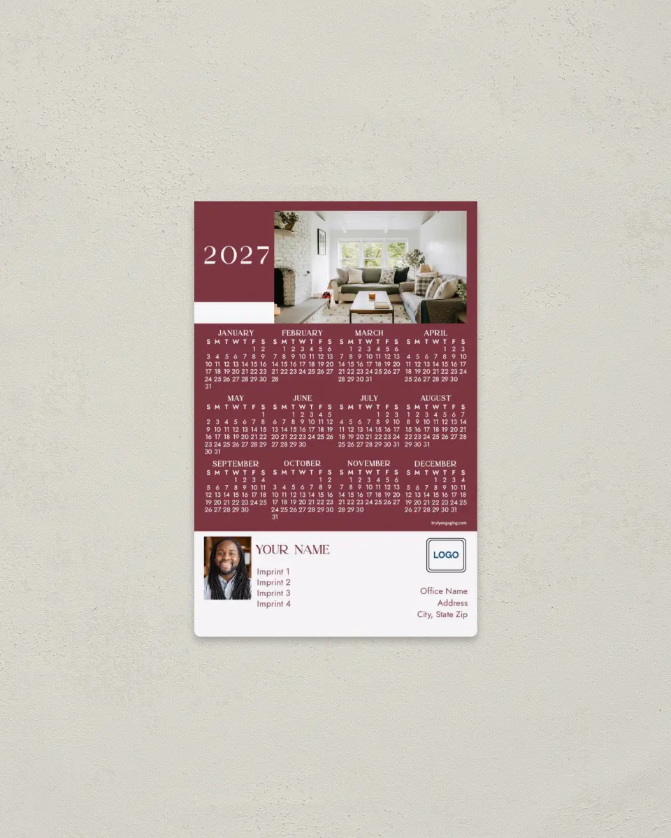 This is a 3.7" x 5.7" Full Magnet Calendar called Perfect Place printed in full color with a Standard Gloss finish