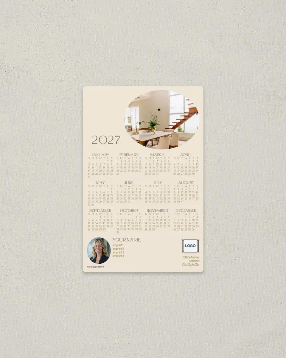This is a 3.7" x 5.7" Full Magnet Calendar called Sweet Abode printed in full color with a Standard Gloss finish