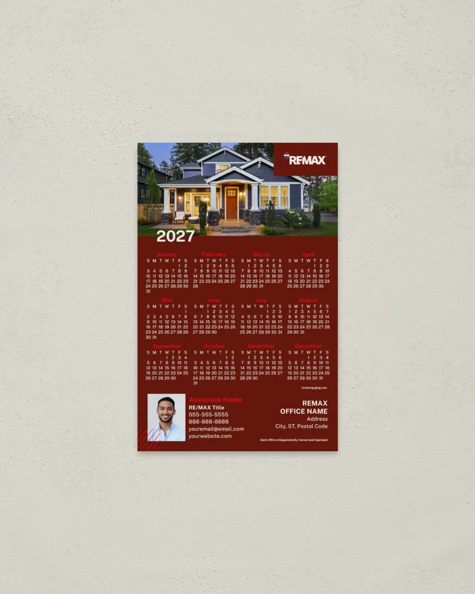 This is a 3.7" x 5.7" REMAX Calendar called REMAX Modern Edge printed in full color with a Standard Gloss finish