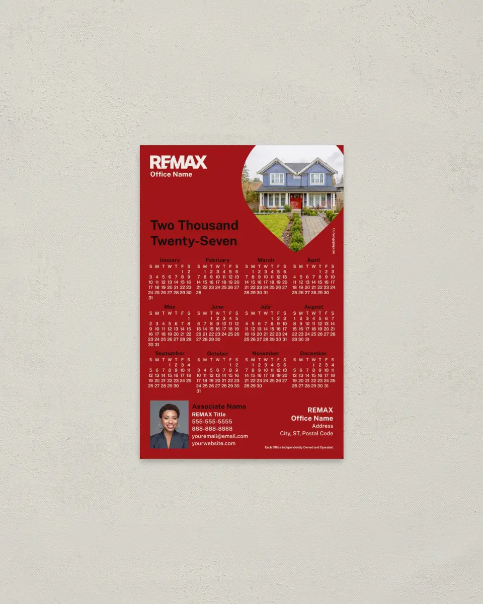 This is a 3.7" x 5.7" REMAX Calendar called REMAX Local Lens printed in full color with a Standard Gloss finish