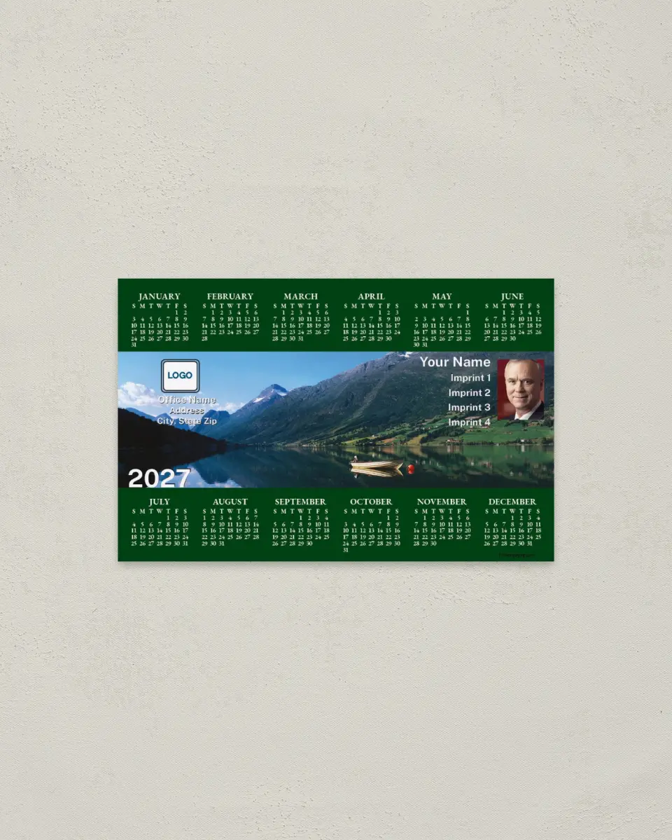 This is a 3.7" x 5.7" Full Magnet Calendar called Mountain Valley printed in full color with a Standard Gloss finish