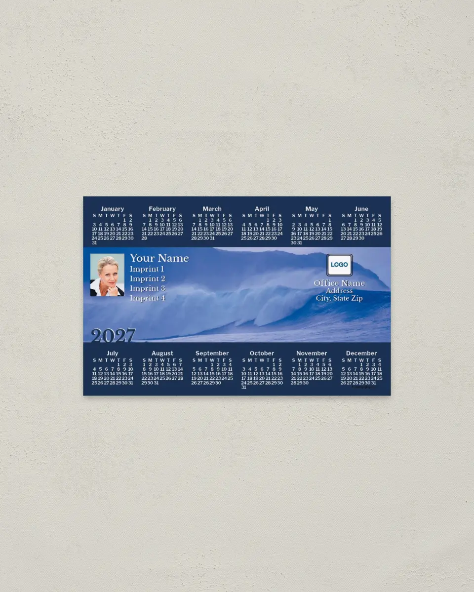 This is a 3.7" x 5.7" Full Magnet Calendar called Ocean Wave printed in full color with a Standard Gloss finish