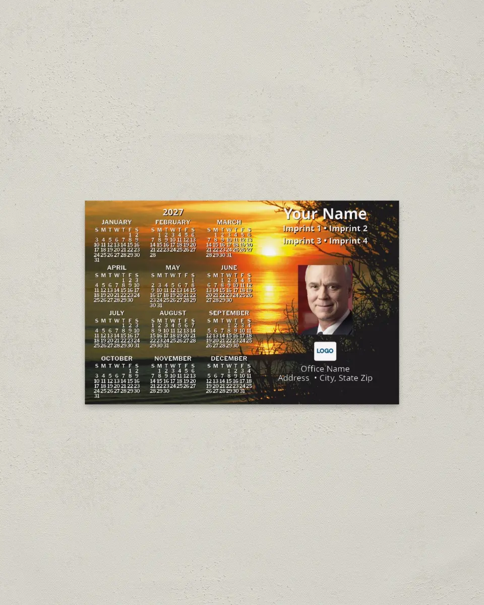 This is a 3.7" x 5.7" Full Magnet Calendar called Beach at Sunset printed in full color with a Standard Gloss finish