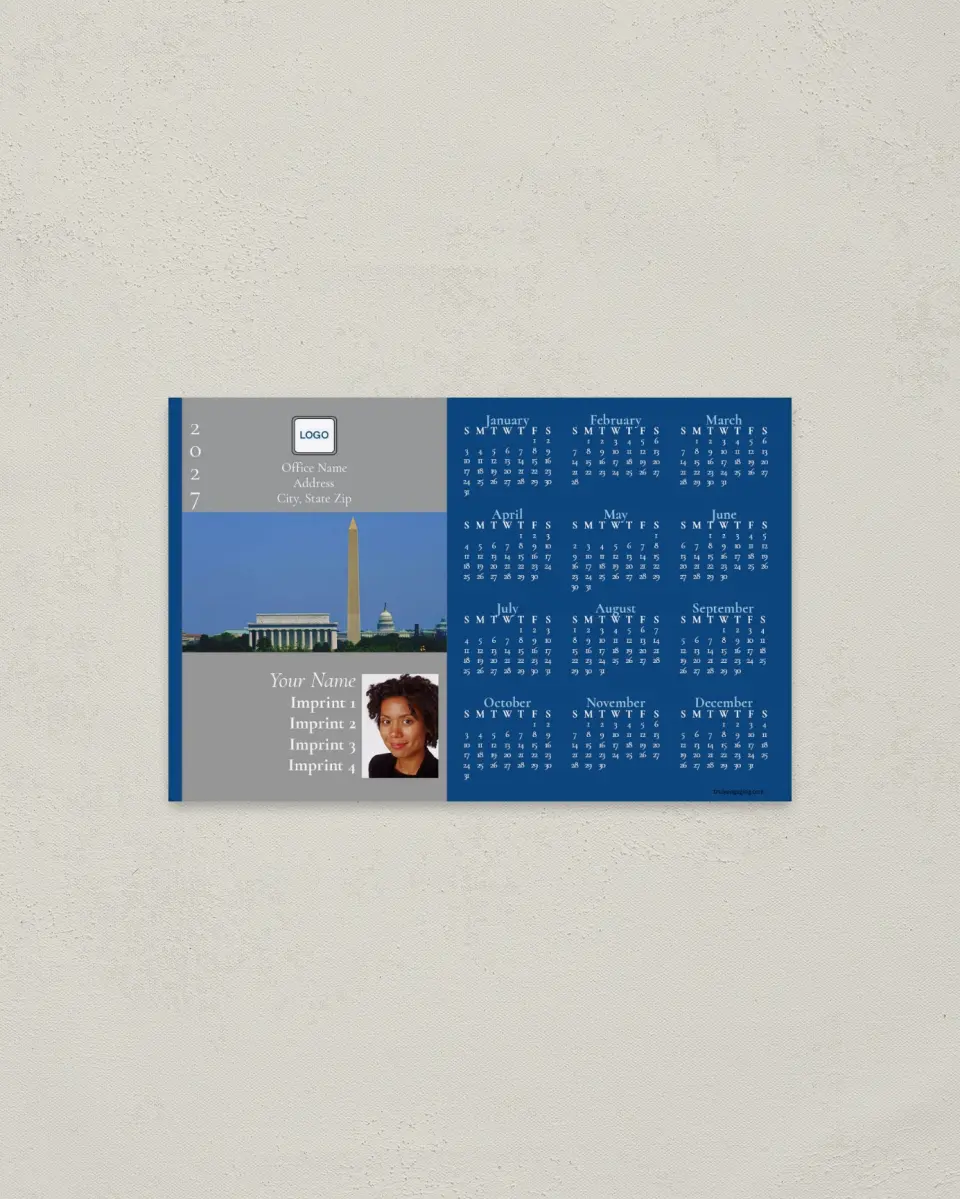 This is a 3.7" x 5.7" Full Magnet Calendar called Washington D.C. printed in full color with a Standard Gloss finish