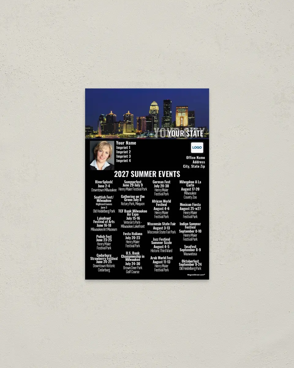 This is a 3.7" x 5.7" Event Schedule called Skyscraper Dreams printed in full color with a Standard Gloss finish