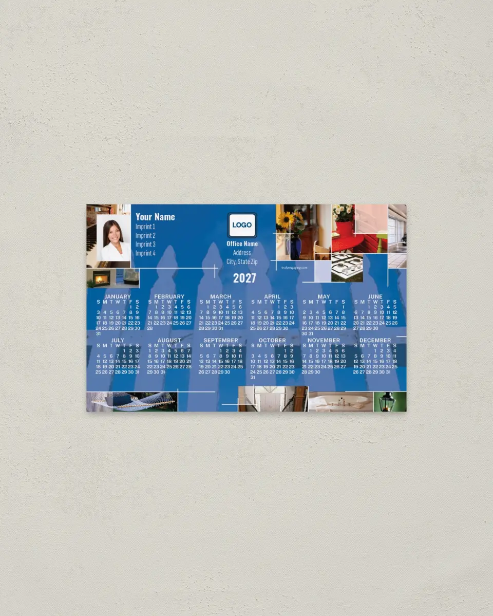 This is a 3.7" x 5.7" Full Magnet Calendar called Home Mosaic printed in full color with a Standard Gloss finish