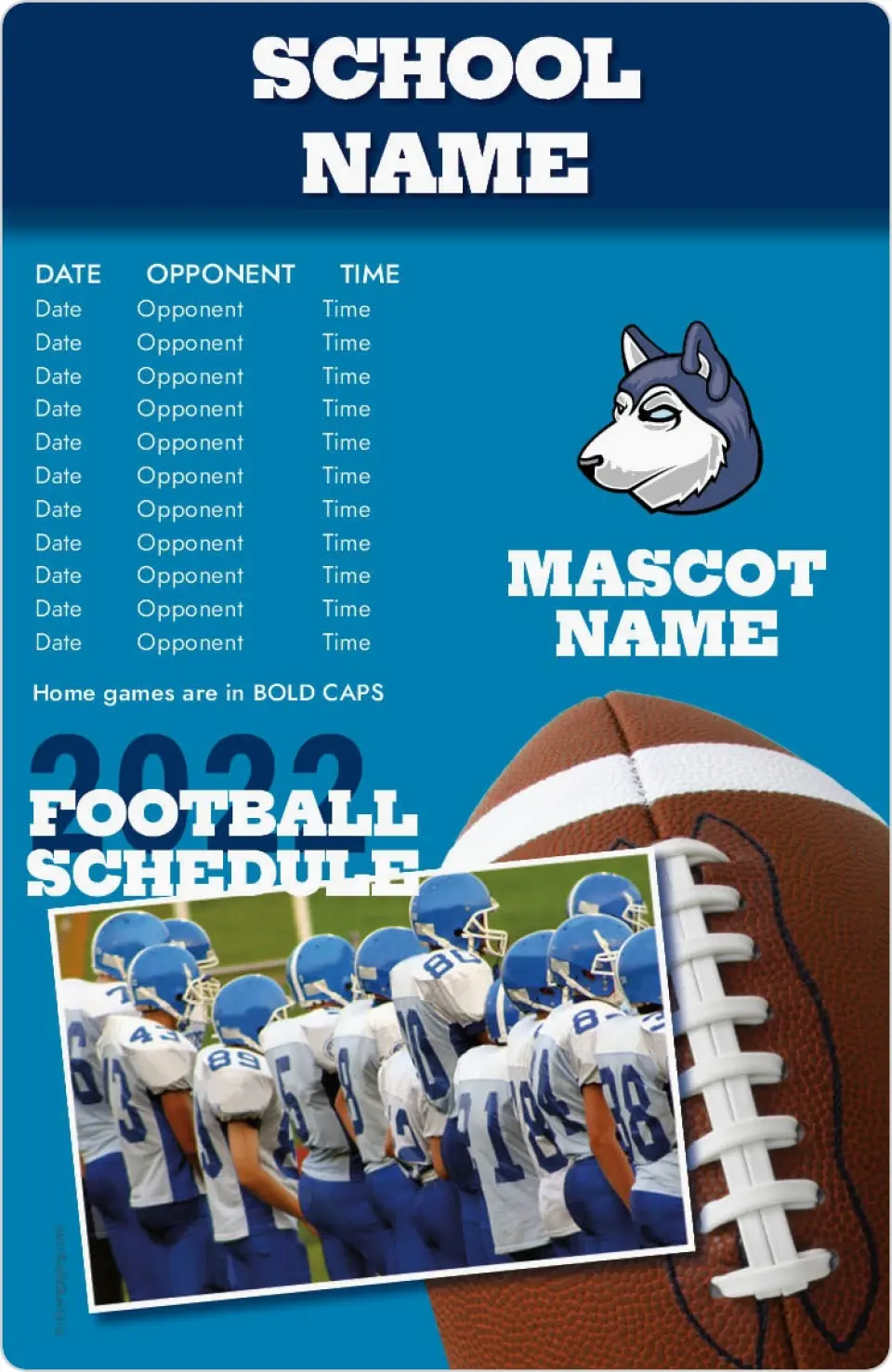 This is a 3.7" x 5.7" School Activity Magnet called Football with Photo printed in full color