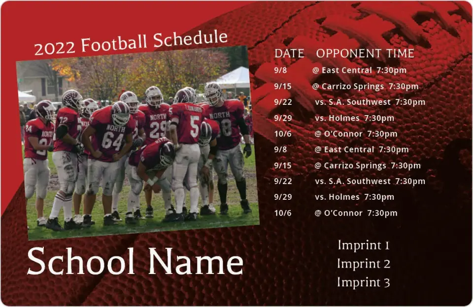 This is a 3.7" x 5.7" School Activity Magnet called Football printed in full color