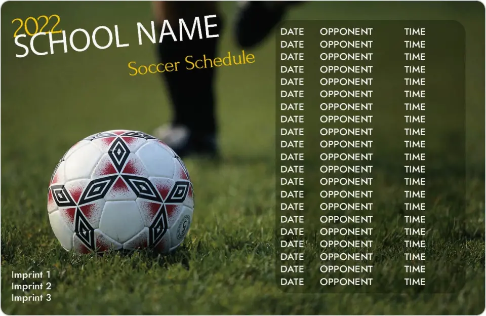 This is a 3.7" x 5.7" School Activity Magnet called Soccer printed in full color