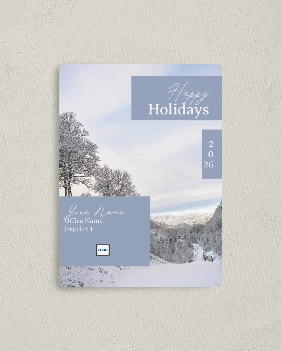 This is a 4" x 5½" Christmas Card called Thankful & Grateful printed in full color with a Luxe Satin finish