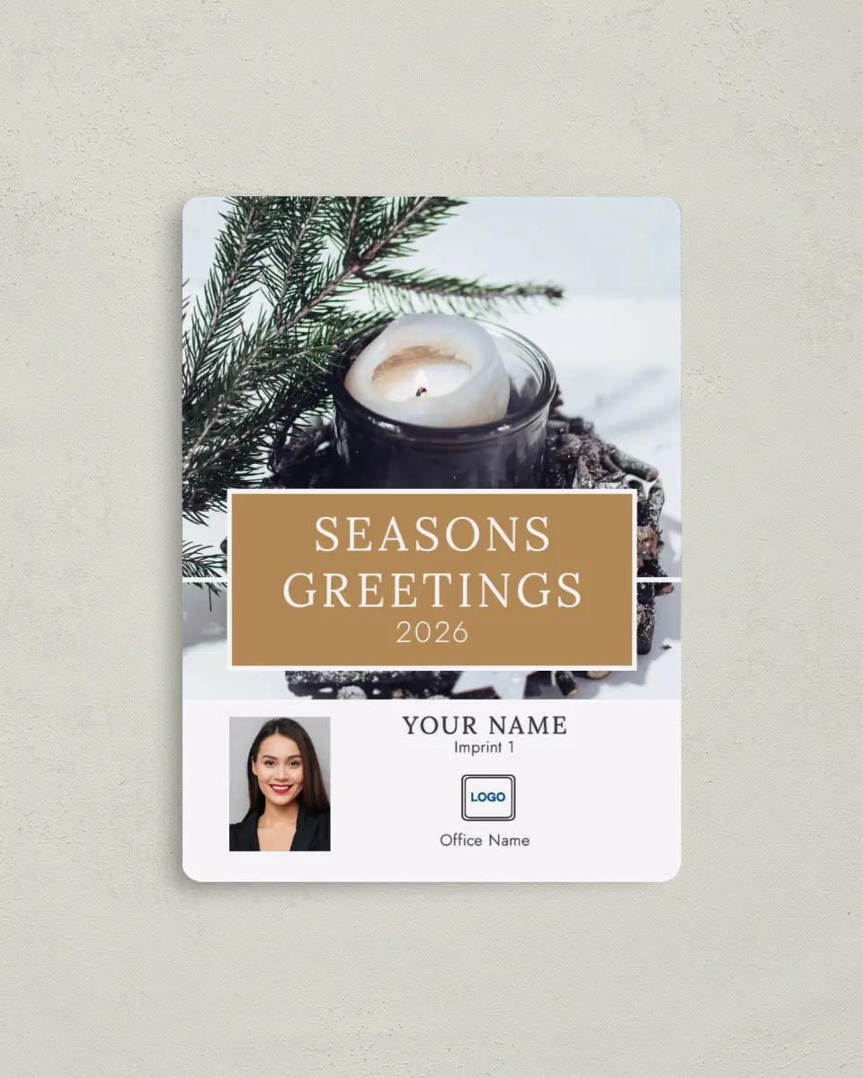 This is a 4" x 5½" Christmas Card called Trendy Home printed in full color with a Luxe Satin finish